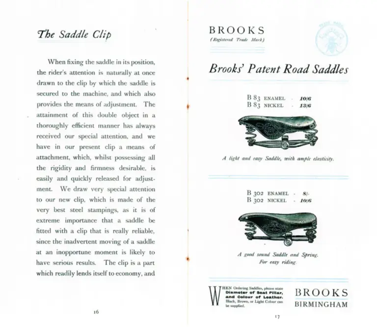Brooks 1901 Catalog — Cycle Saddles and Accoutrements — page 9 of 12