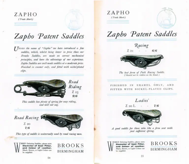 Brooks 1901 Catalog — Cycle Saddles and Accoutrements — page 11 of 12