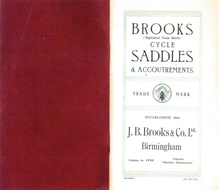 Brooks 1901 Catalog — Cycle Saddles and Accoutrements — page 2 of 12