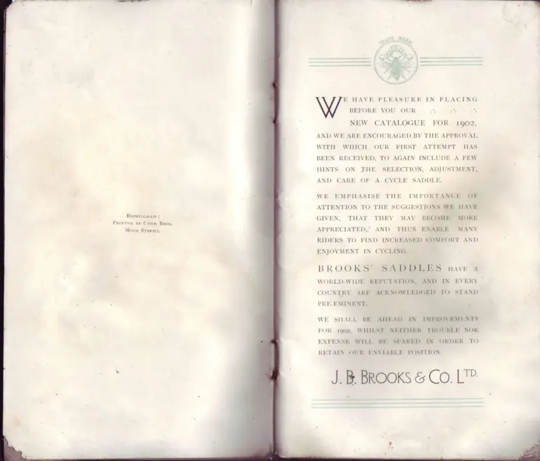 Brooks 1902 Catalog — Cycle Saddles and Accoutrements for 1902 — page 3 of 9
