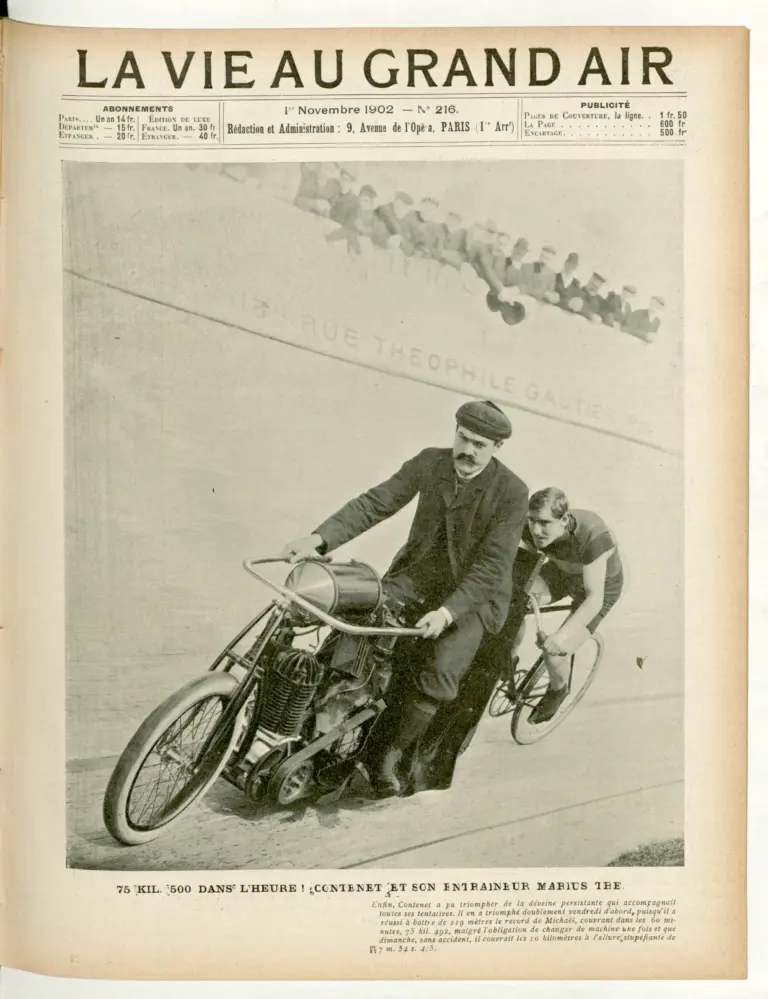 La Vie au Grand Air 1 November 1902 Cover — Contenet, 75.492 km in the Hour — page 1 of 1