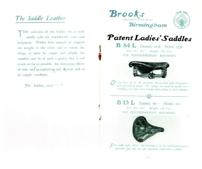 Brooks 1903 Catalog — Cycle Saddles and Accoutrements — page 6 of 11