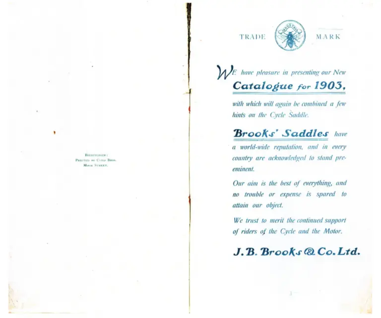 Brooks 1903 Catalog — Cycle Saddles and Accoutrements — page 2 of 11
