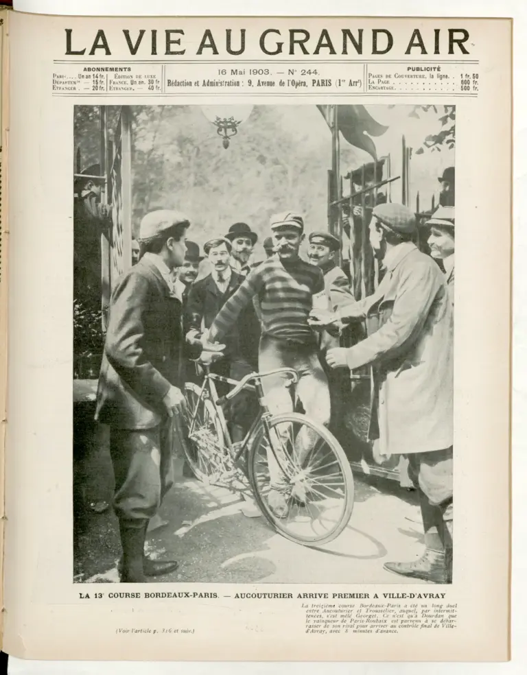 La Vie au Grand Air 16 May 1903 Cover — Aucouturier First at Ville-d’Avray, Bordeaux–Paris — page 1 of 1