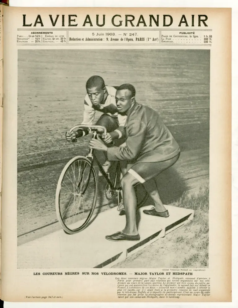 La Vie au Grand Air 5 June 1903 Cover — Major Taylor and Hedspath at the Buffalo — page 1 of 1