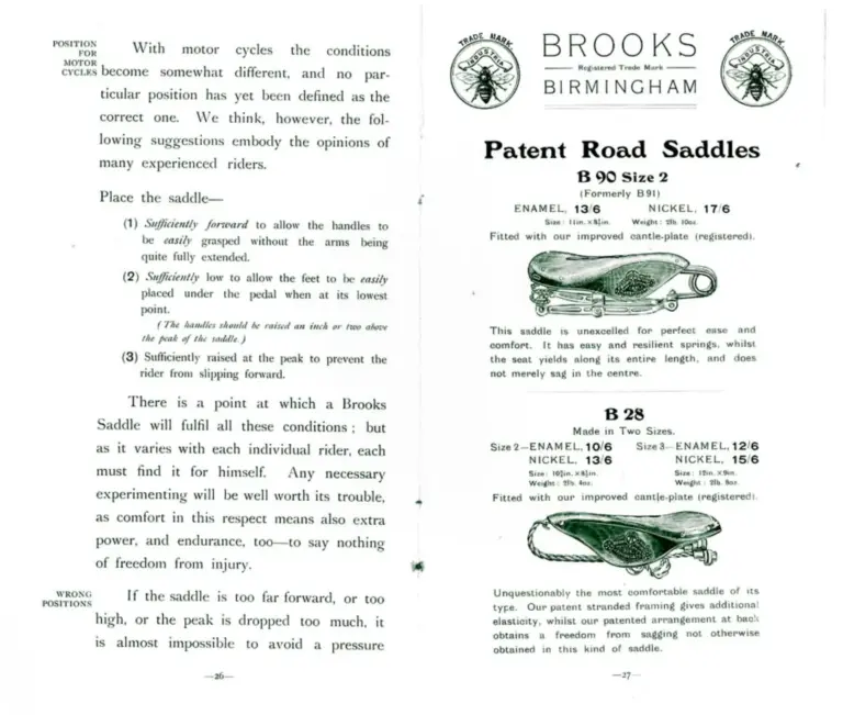 Brooks 1904 Catalog — Cycle Saddles and Accoutrements — page 8 of 12