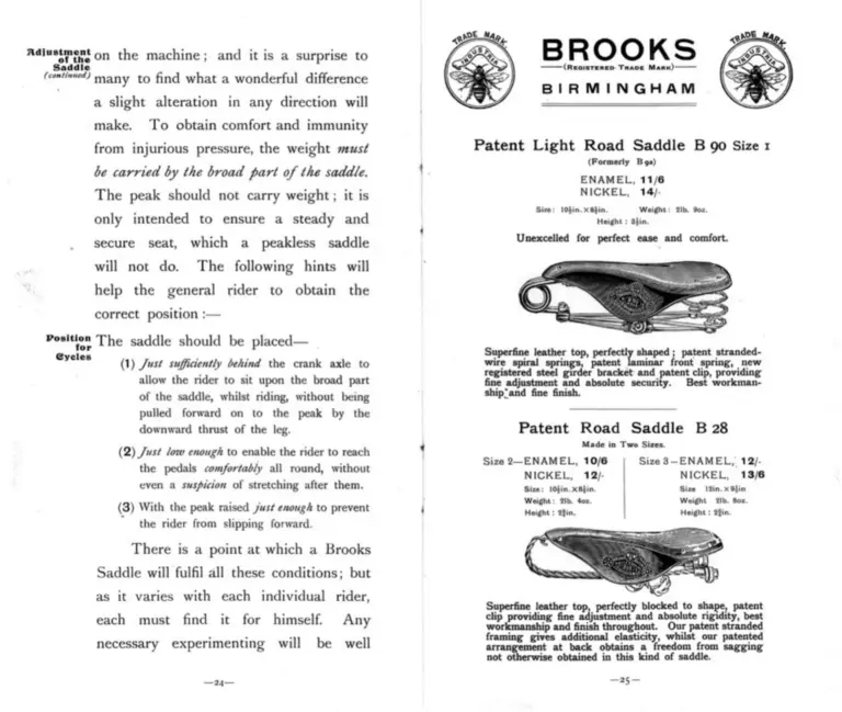 Brooks 1905 Catalog — Cycle and Motor Saddles, Seats and Accoutrements — page 4 of 6