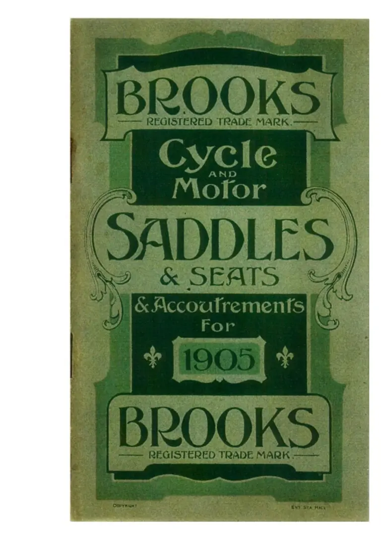 Brooks 1905 Catalog — Cycle and Motor Saddles, Seats and Accoutrements — page 1 of 6