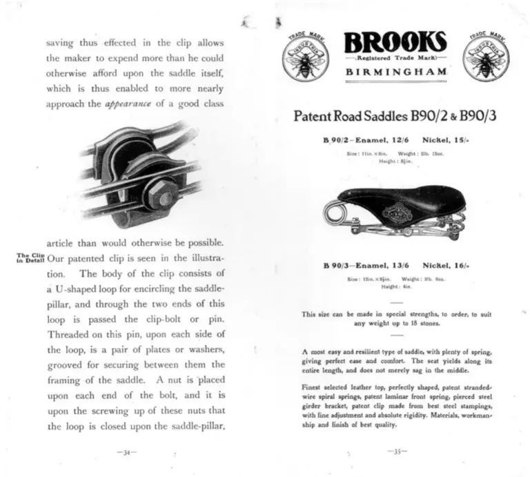 Brooks 1906 Catalog — Cycle and Motor Saddles, Seats and other Specialities — page 8 of 11