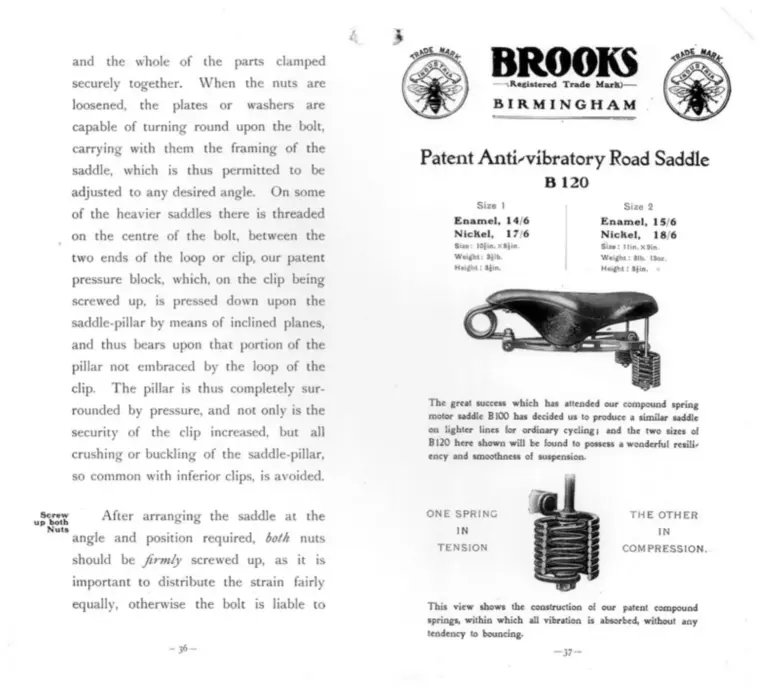 Brooks 1906 Catalog — Cycle and Motor Saddles, Seats and other Specialities — page 9 of 11