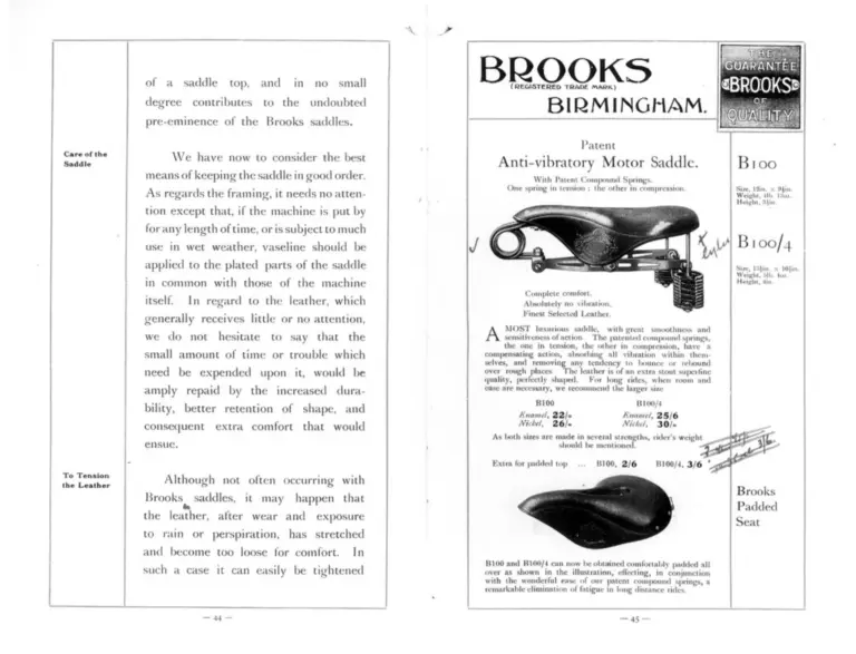 Brooks 1907 Catalog — Cycle Saddles and other Cycle and Motor Specialities — page 7 of 8