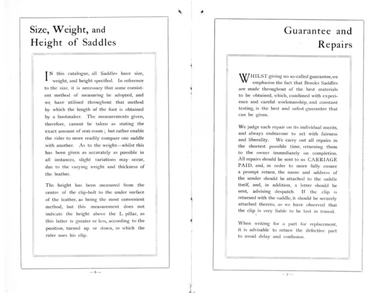 Brooks 1907 Catalog — Cycle Saddles and other Cycle and Motor Specialities — page 4 of 8