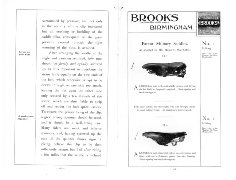 Brooks 1907 Catalog — Cycle Saddles and other Cycle and Motor Specialities — page 6 of 8