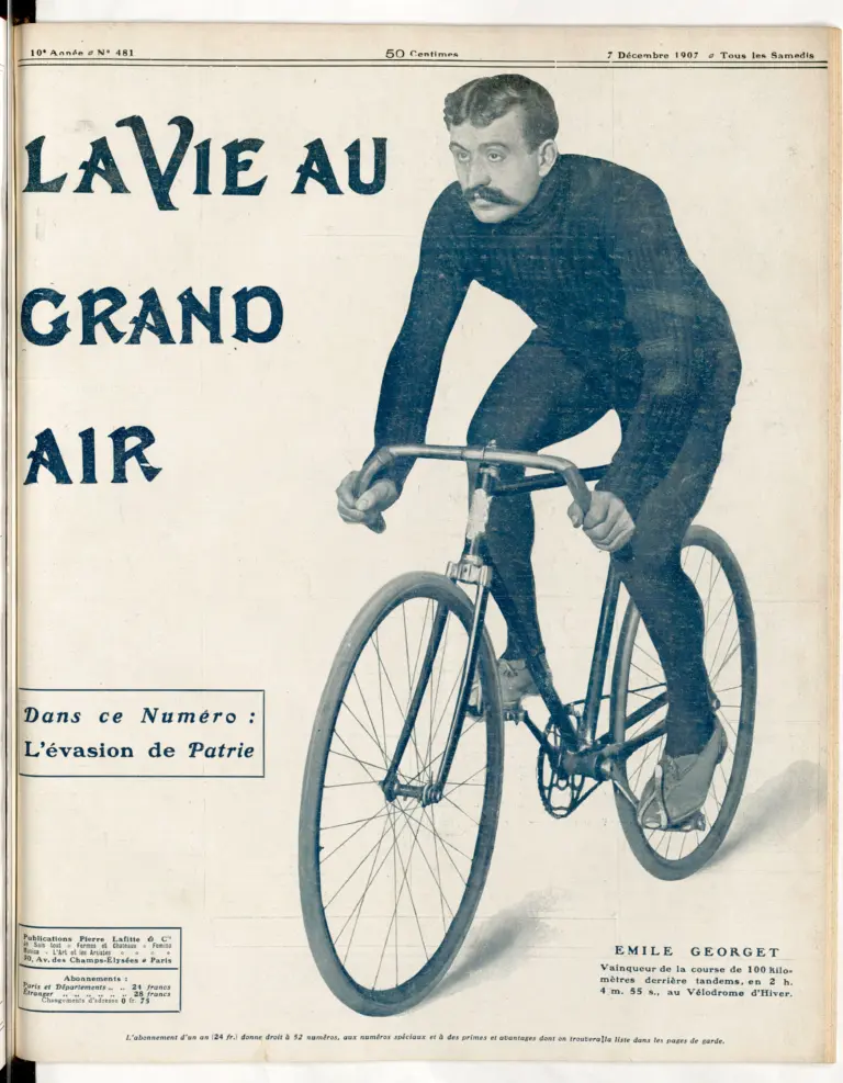 La Vie au Grand Air 7 December 1907 Cover — Émile Georget, 100 km Behind Tandems — page 1 of 1