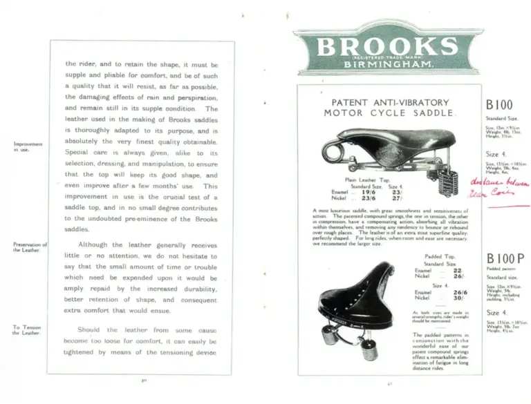 Brooks 1908 Catalog — Saddles, Tool Bags, etc. — page 7 of 10