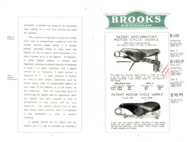 Brooks 1908 Catalog — Saddles, Tool Bags, etc. — page 8 of 10