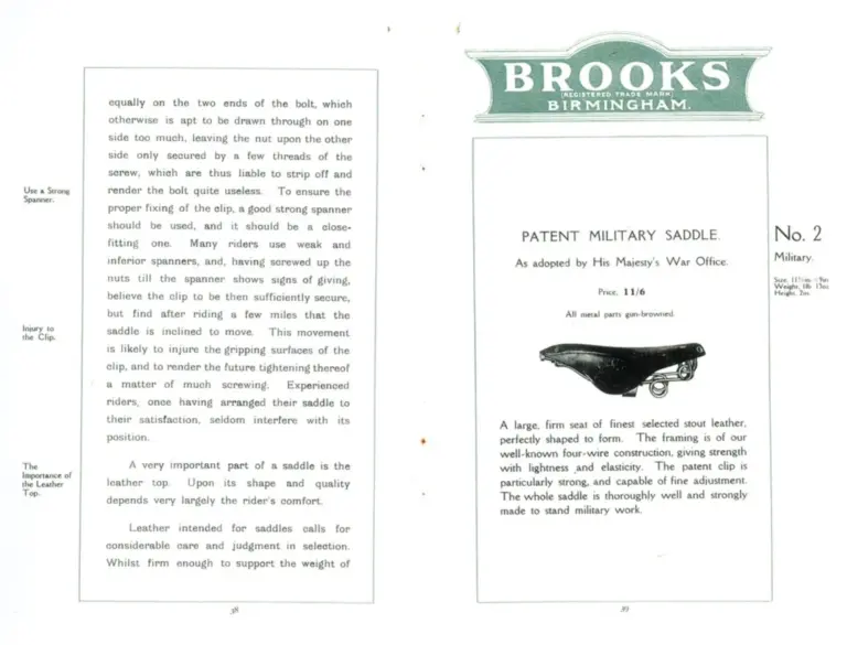 Brooks 1908 Catalog — Saddles, Tool Bags, etc. — page 6 of 10