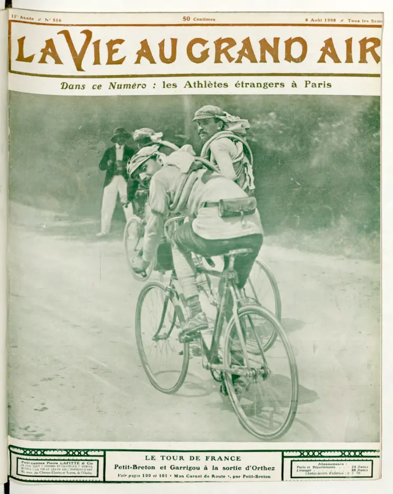 La Vie au Grand Air 8 August 1908 Cover — The Tour de France, Petit-Breton and Garrigou at Orthez — page 1 of 1