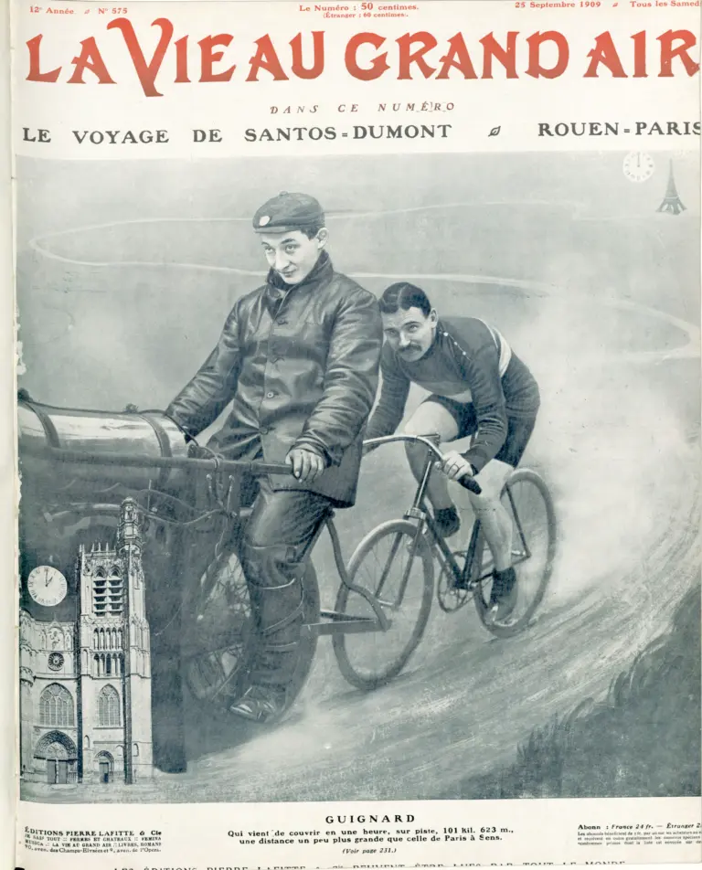 La Vie au Grand Air 25 September 1909 Cover — Guignard, 101.623 km in the Hour — page 1 of 1
