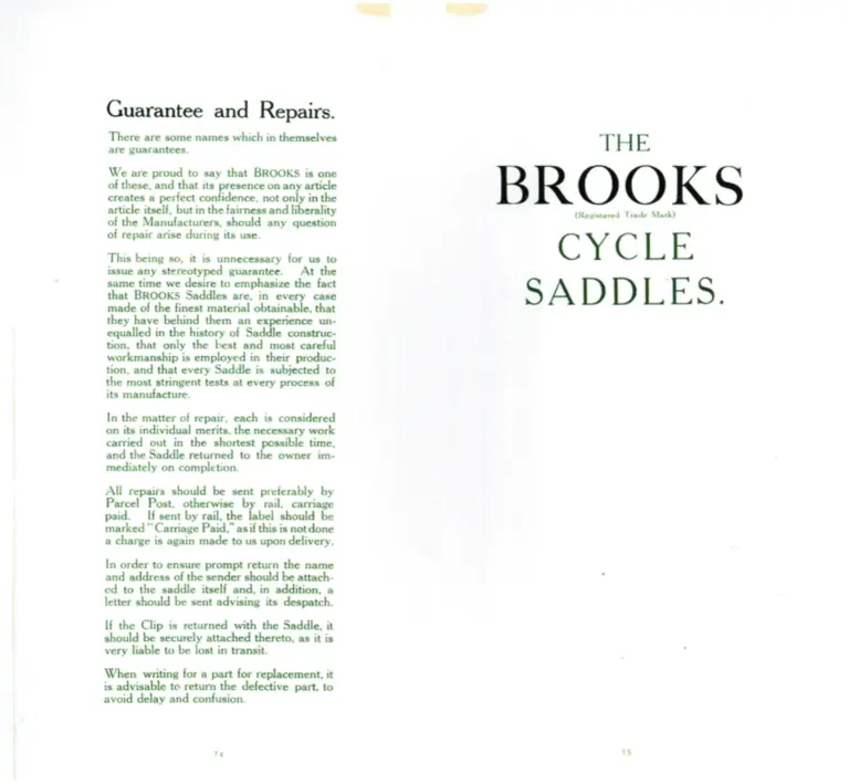 Brooks 1911 Catalog — The Brooks Book, Cyclist's Edition — page 4 of 6