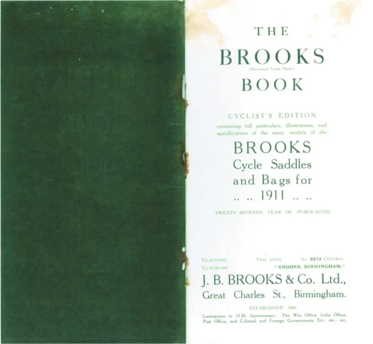 Brooks 1911 Catalog — The Brooks Book, Cyclist's Edition — page 2 of 6