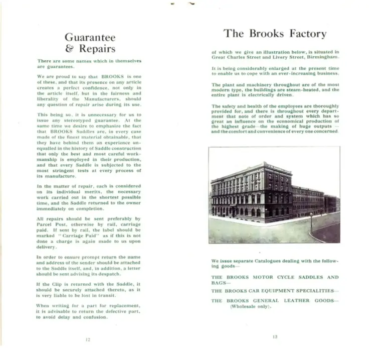 Brooks 1912 Catalog — The Brooks Book for Cyclists — page 4 of 6