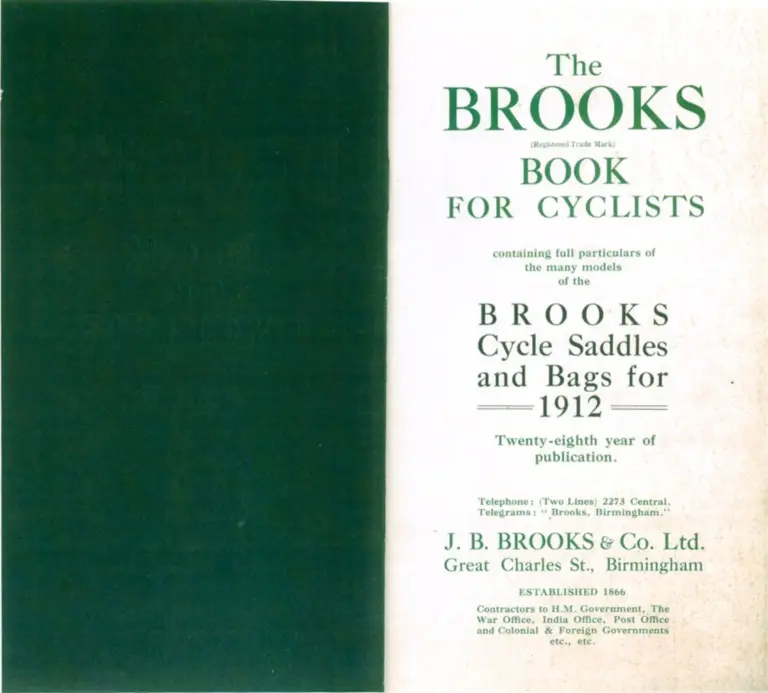 Brooks 1912 Catalog — The Brooks Book for Cyclists — page 2 of 6