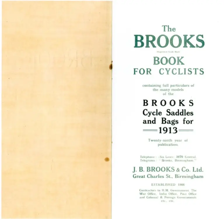 Brooks 1913 Catalog — The Brooks Book for Cyclists — page 2 of 7