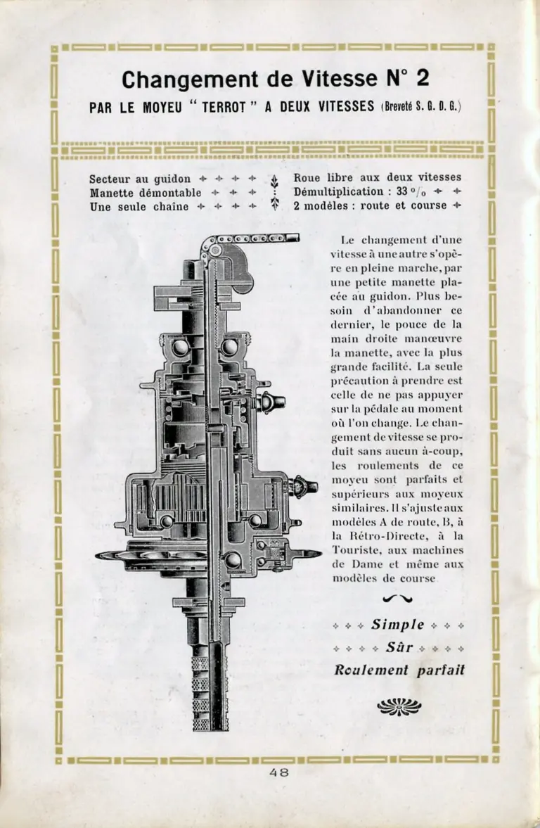 Terrot 1913 Catalog, 2nd Edition — Gears & the Rétro-Directe (pp. 42, 48, 49) — page 2 of 3