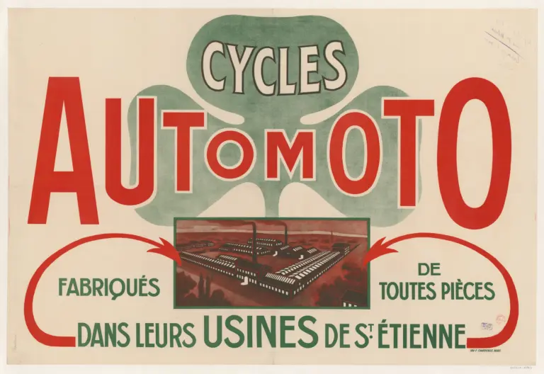 Automoto 1914 Poster — Fabriqués de Toutes Pièces dans leurs Usines de St Étienne — page 1 of 1