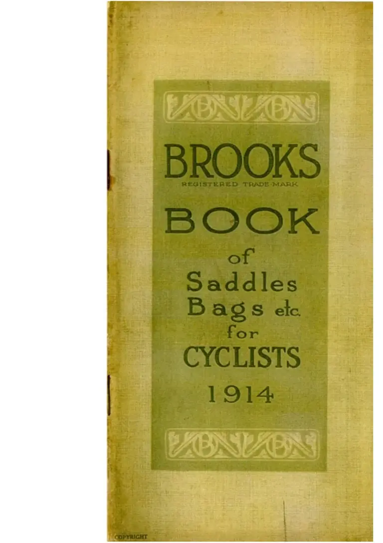 Brooks 1914 Catalog — Cycle Saddles and Bags for 1914 — page 1 of 6