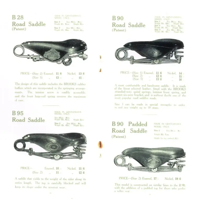 Brooks 1914 Catalog — Cycle Saddles and Bags for 1914 — page 4 of 6