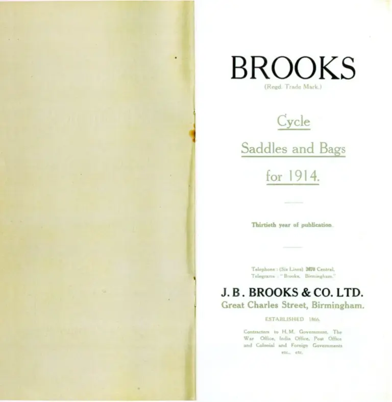 Brooks 1914 Catalog — Cycle Saddles and Bags for 1914 — page 2 of 6