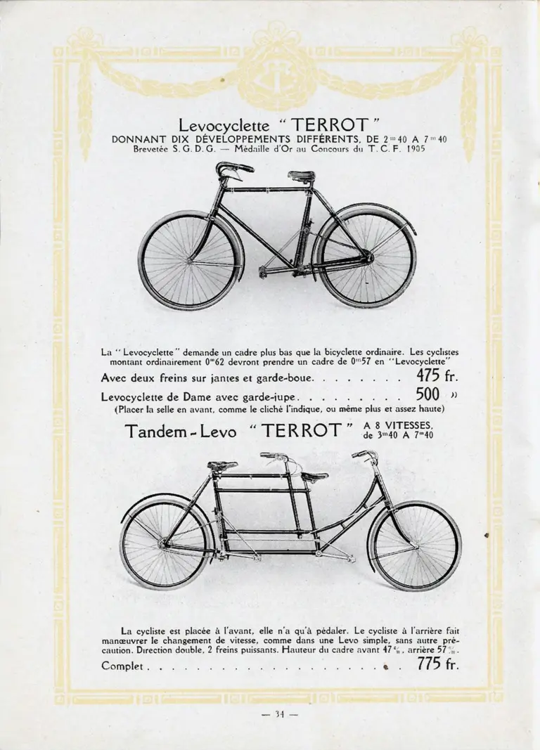 Terrot 1914 Catalog, 2nd Edition — The Levocyclette (pp. 34, 35) — page 1 of 2