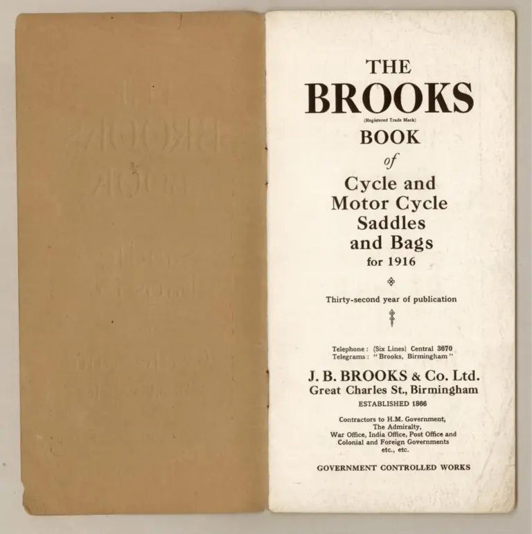 Brooks 1916 Catalog — The Brooks Book of Cycle and Motor Cycle Saddles and Bags — page 2 of 7