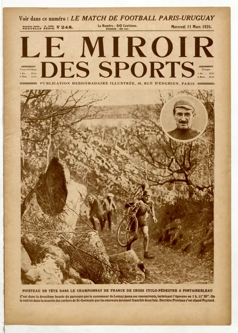 Le Miroir des Sports 11 March 1925 Cover — The French Cyclo-Cross Championship at Fontainebleau — page 1 of 1