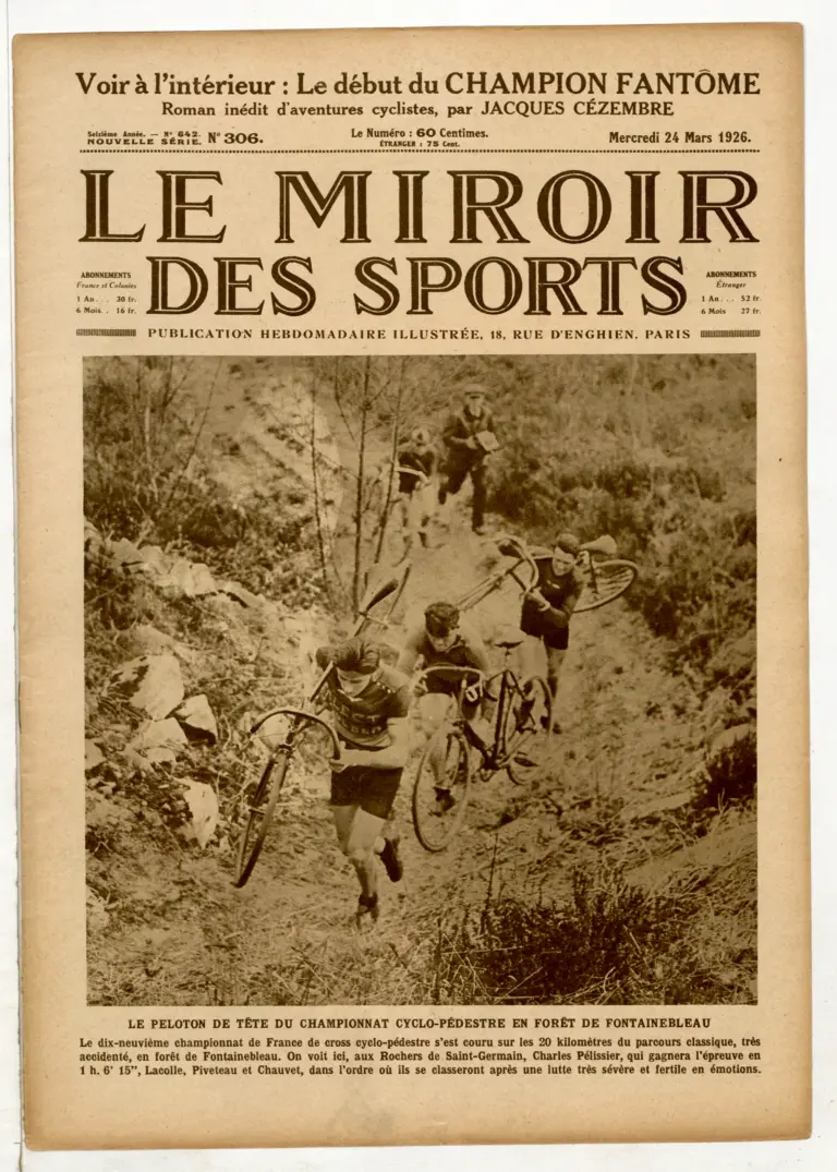 Le Miroir des Sports 24 March 1926 Cover — Charles Pélissier Leading the Cyclo-Cross Championship — page 1 of 1