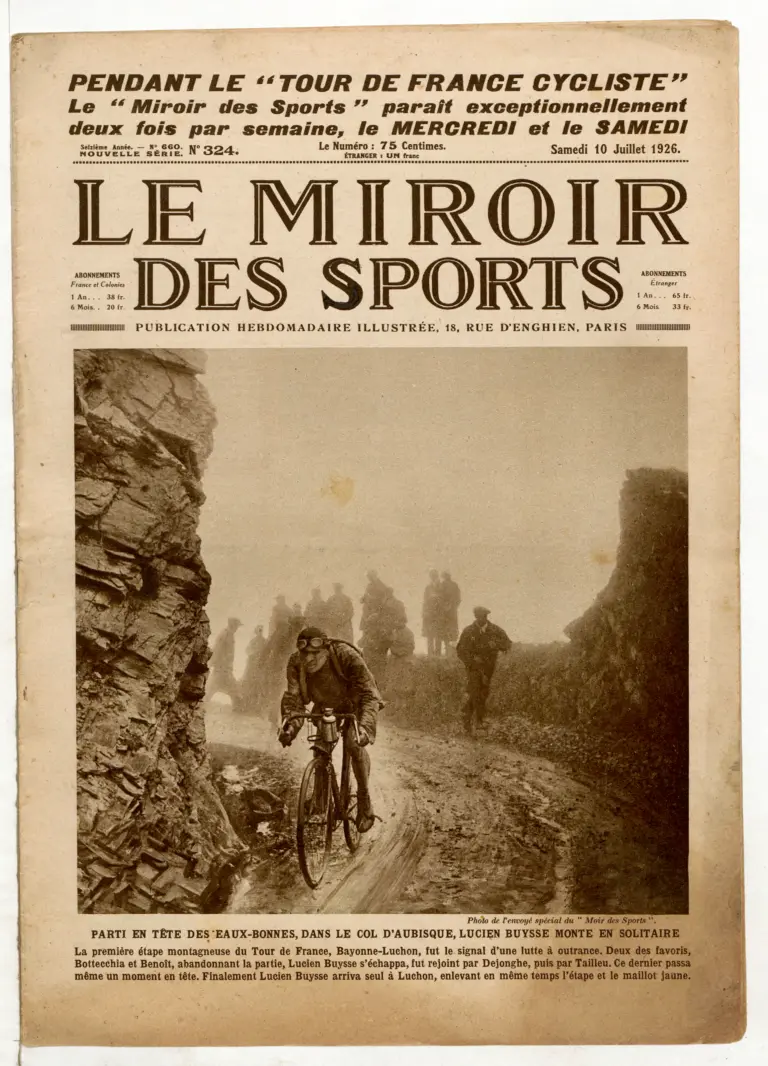 Le Miroir des Sports 10 July 1926 Cover — Lucien Buysse Alone on the Col d'Aubisque — page 1 of 1