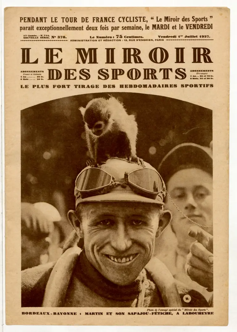 Le Miroir des Sports 1 July 1927 Cover — Martin and His Mascot Monkey at Labouheyre — page 1 of 1