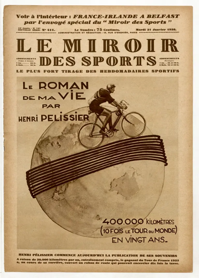 Le Miroir des Sports 31 January 1928 Cover — Henri Pélissier's Memoirs Open — 400,000 Kilometres — page 1 of 1