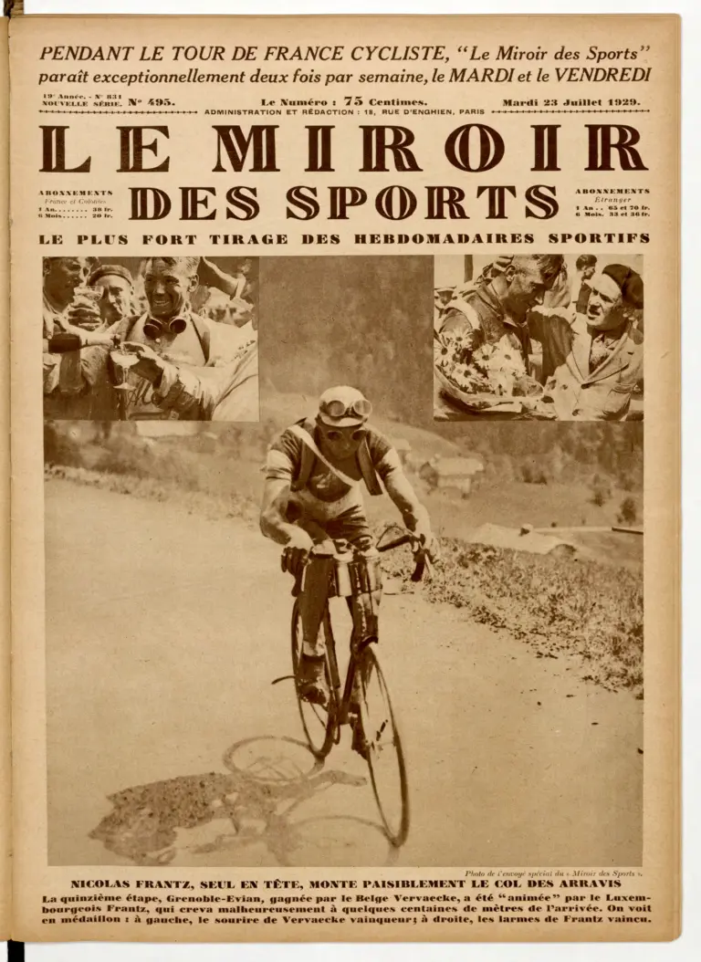 Le Miroir des Sports 23 July 1929 Cover — Nicolas Frantz on the Col des Arravis — page 1 of 1