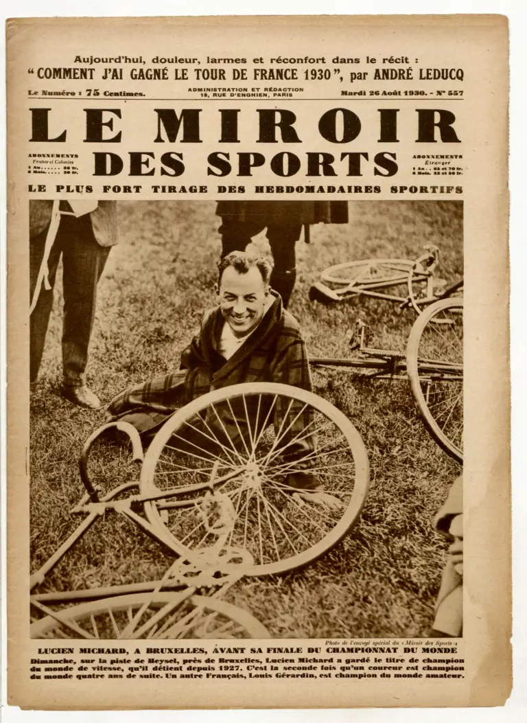 Le Miroir des Sports 26 August 1930 Cover — Lucien Michard Before the World Sprint Final — page 1 of 1