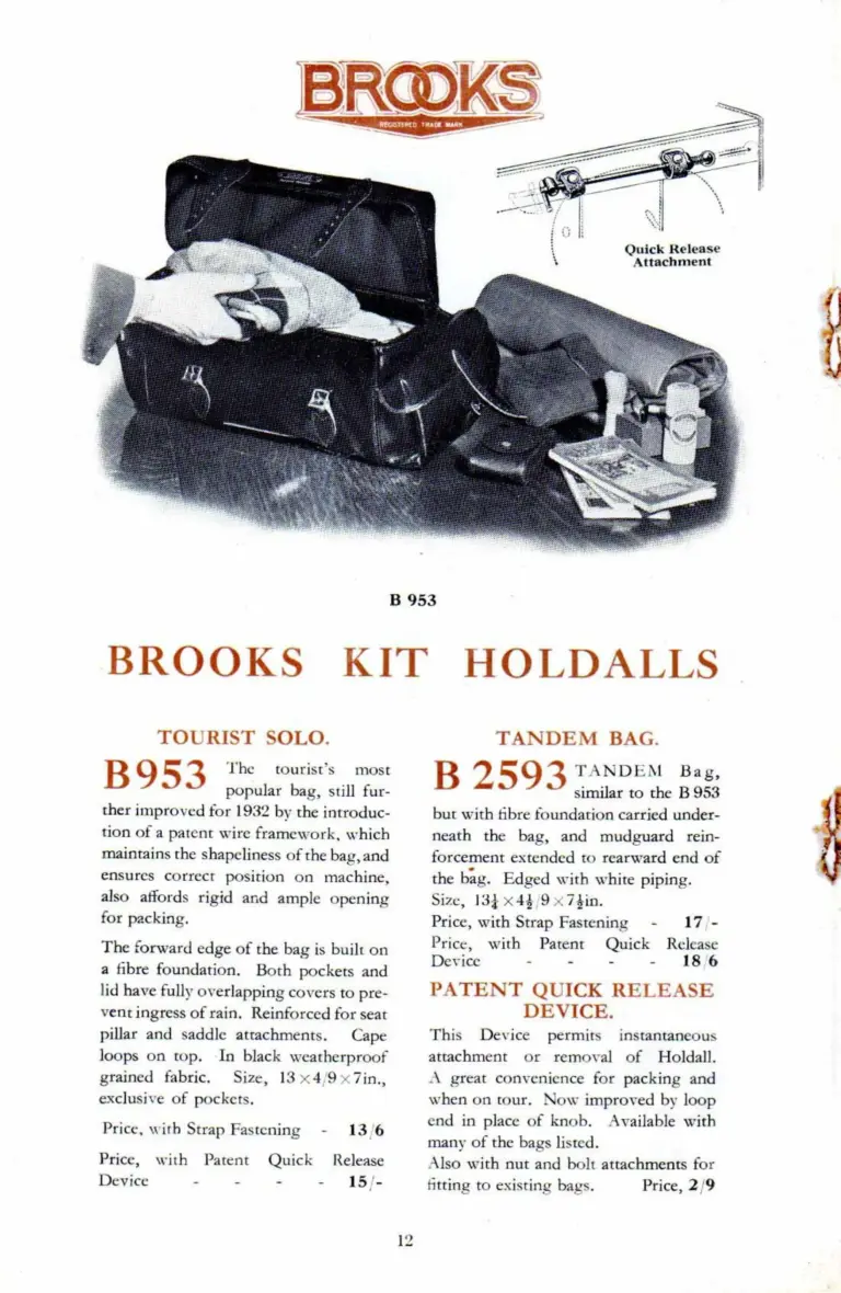 Brooks 1932 Catalog — The Brooks Book of Cycle and Motor Cycle Saddles and Equipment (List No. 158) — page 8 of 10