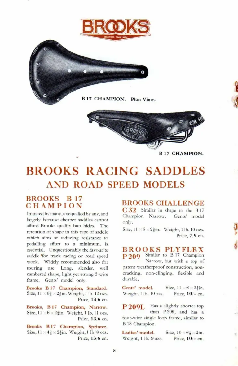 Brooks 1932 Catalog — The Brooks Book of Cycle and Motor Cycle Saddles and Equipment (List No. 158) — page 6 of 10