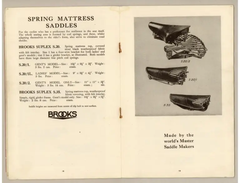 Brooks 1933 Catalog — Saddles and Riding Kit for Cyclists and Motor Cyclists (List No. 168) — page 10 of 14