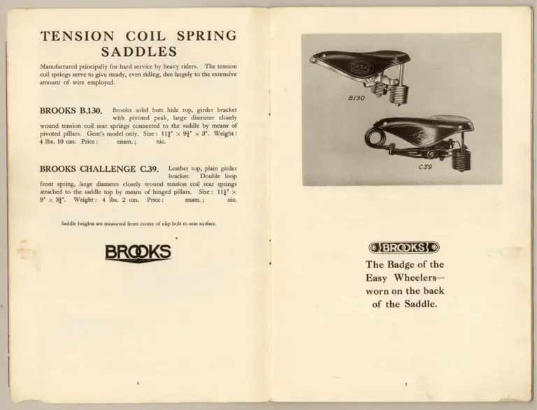 Brooks 1933 Catalog — Saddles and Riding Kit for Cyclists and Motor Cyclists (List No. 168) — page 5 of 14