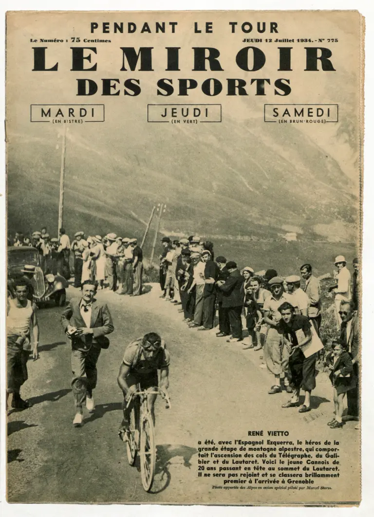 Le Miroir des Sports 12 July 1934 Cover — René Vietto Leading Over the Lautaret — page 1 of 1