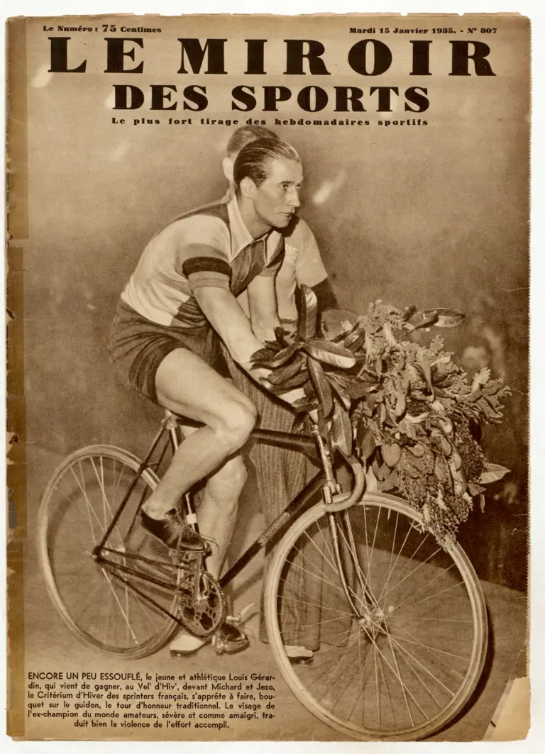 Le Miroir des Sports 15 January 1935 Cover — Louis Gérardin Wins the Critérium d'Hiver — page 1 of 1