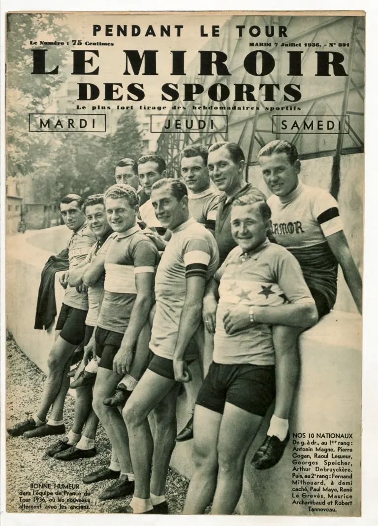 Le Miroir des Sports 7 July 1936 Cover — The Ten French Nationals for the 1936 Tour — page 1 of 1