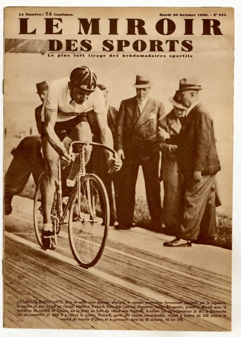 Le Miroir des Sports 20 October 1936 Cover — Maurice Richard's World Hour Record at the Vigorelli — page 1 of 1